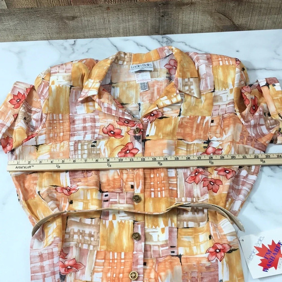 Leslie Belle Vintage Skirt Top Set Orange Floral - Picture 7 of 16